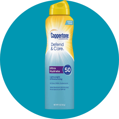 Coppertone Defend & Care Clear Zinc Sunscreen Spray SPF 50:
